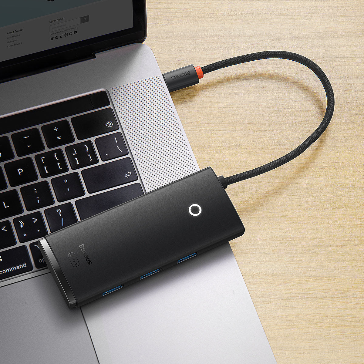 Hub USB-C Baseus Lite, 3 X USB-A 3.0 - USB-C - HDMI, Crna WKQX040001