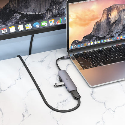 Hub USB-C HOCO HB27, USB-A 3.0 - 2 x USB-A - USB-C - HDMI, Siva