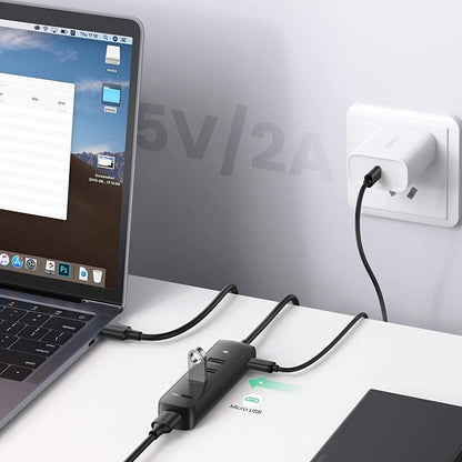 USB hub UGREEN CM416, 4 x USB-A 3.0, 0.25m, crni
