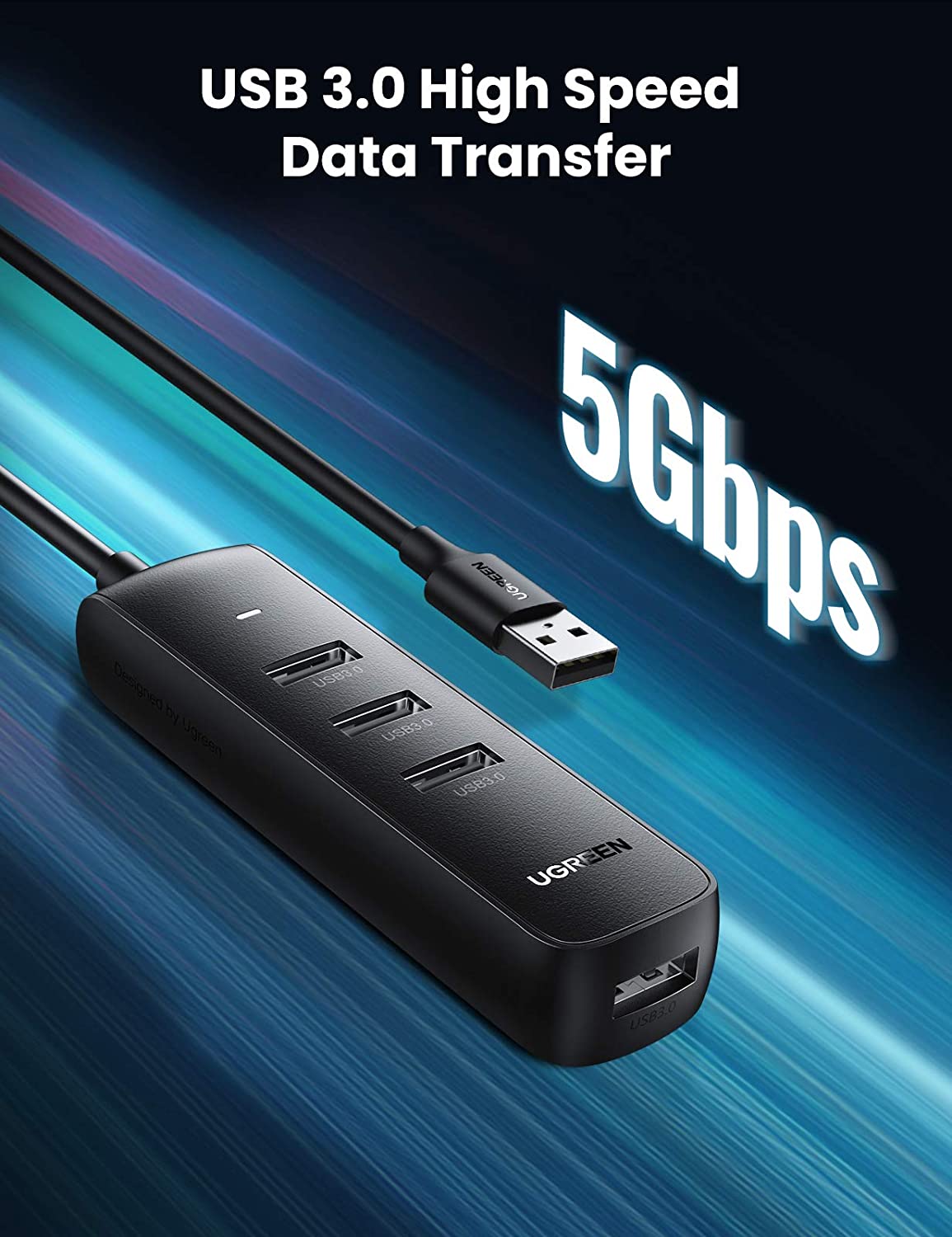 USB hub UGREEN CM416, 4 x USB-A 3.0, 1m, Crni
