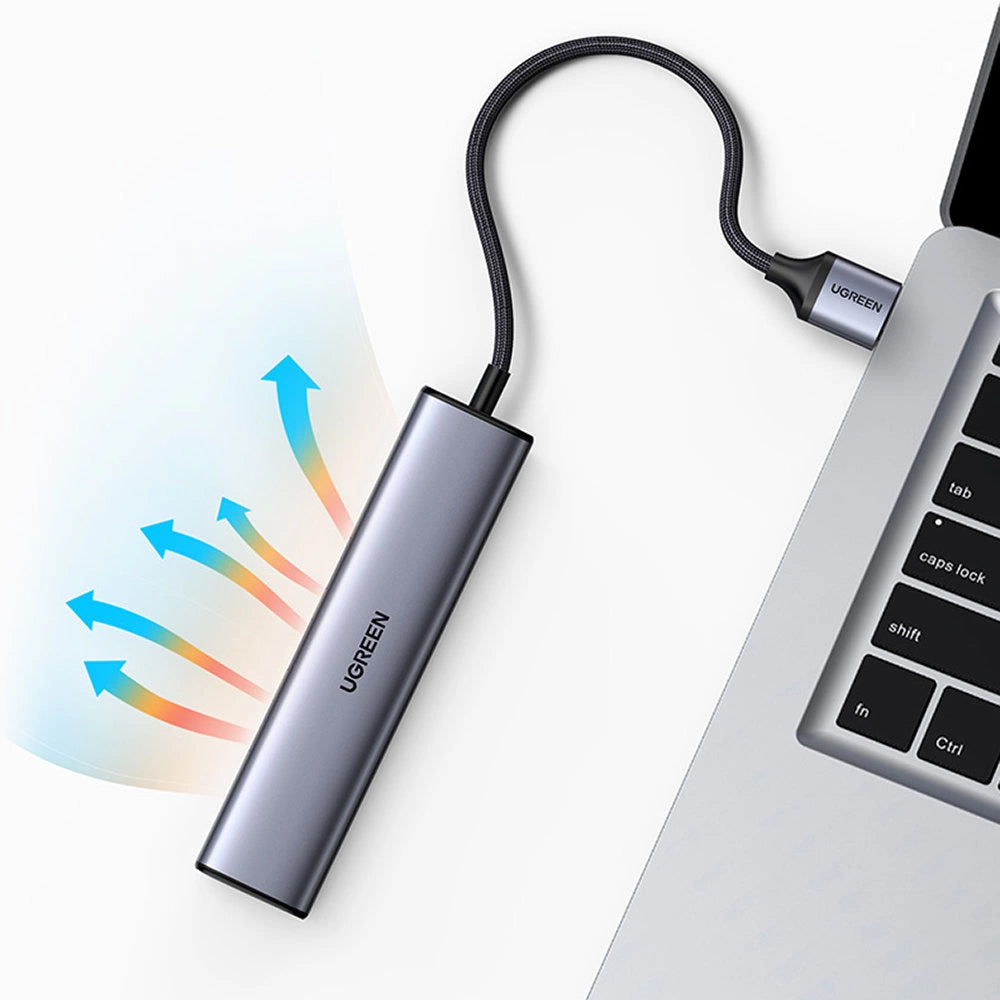 Hub USB UGREEN CM475, 3 x USB-A 3.0 - 1 x USB-C - 1 x RJ45, Gri