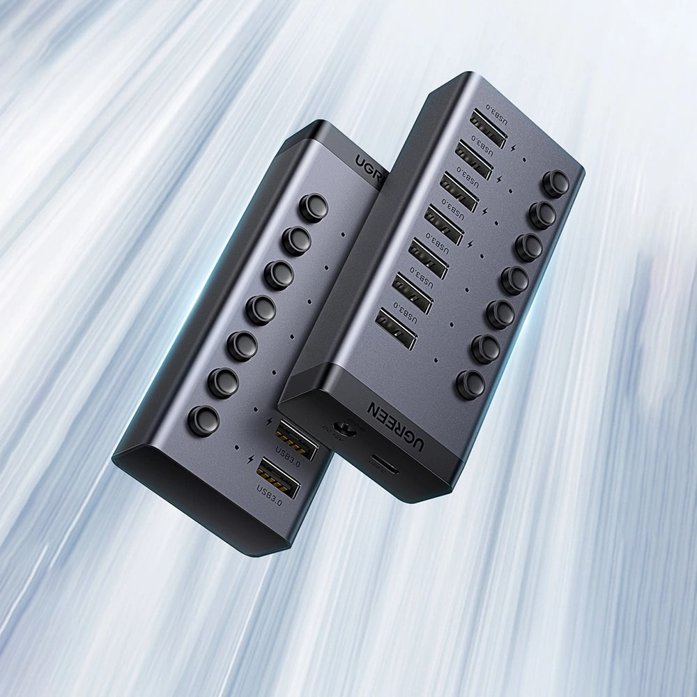 Hub USB UGREEN CM481, 7 x USB-A 3.0, Sivi