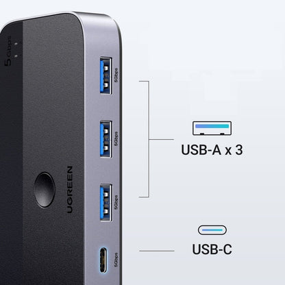 Hub USB UGREEN CM662, 3 x USB-A 3.0 - 1 x USB-C - 1 x miniUSB, Crni