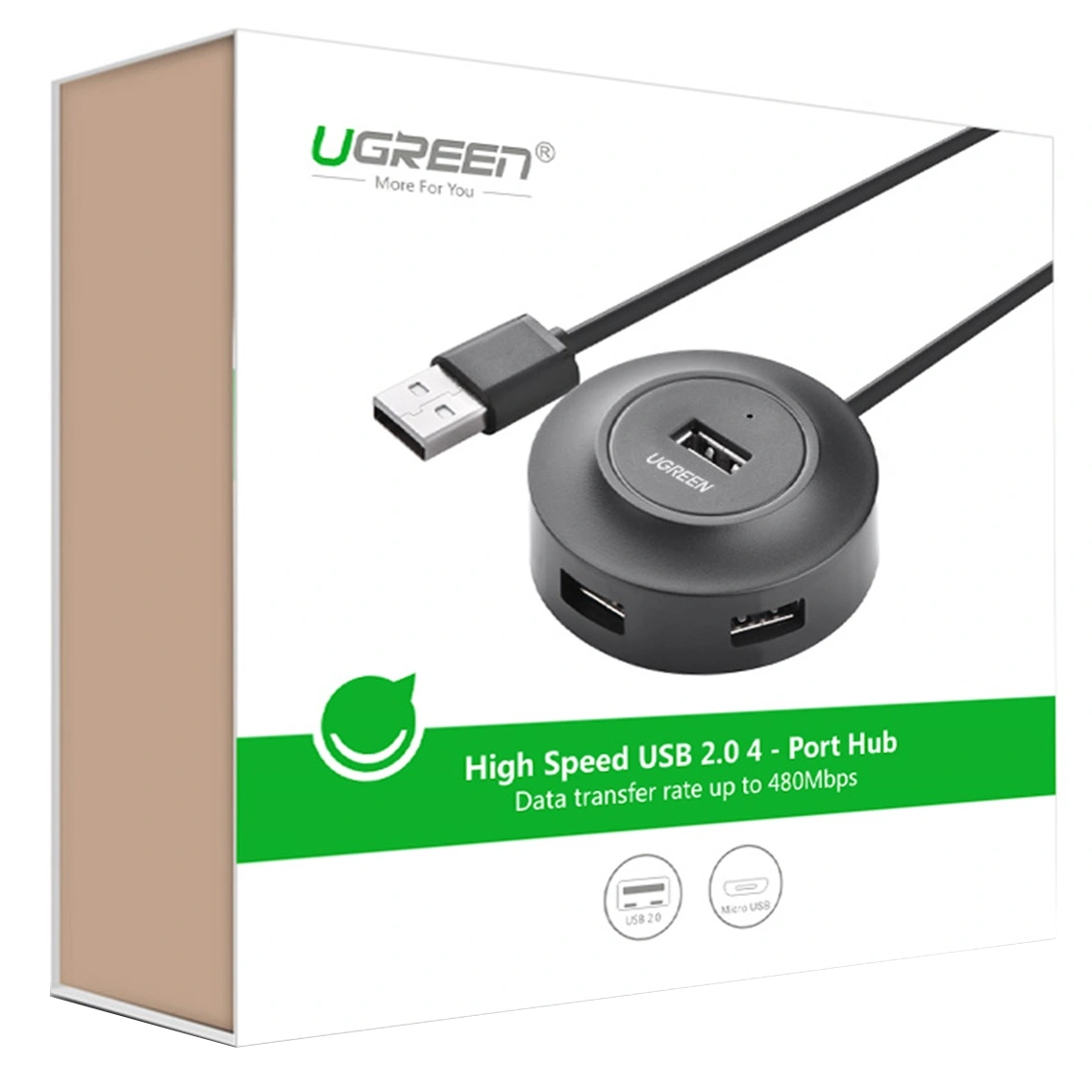 USB Hub UGREEN CR106, 4 x USB-A, 1m, Crni