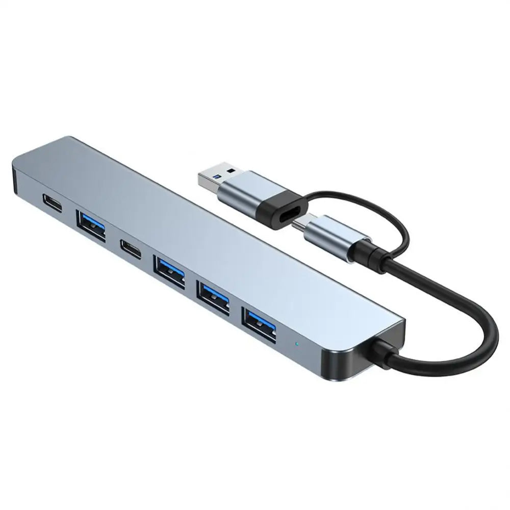Hub USB / USB-C Techsuit H6 DataBridge, 7u1, Sivi