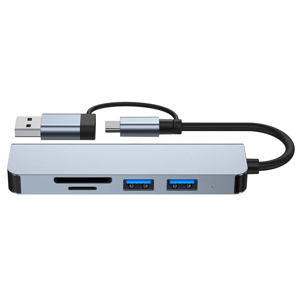 Hub USB / USB-C Techsuit H7 DataBridge, 5u1, Sivi