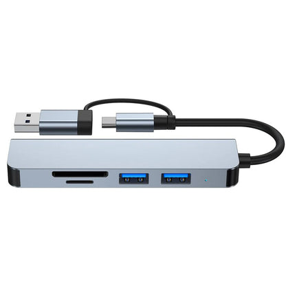 Hub USB / USB-C Techsuit H7 DataBridge, 5u1, Sivi