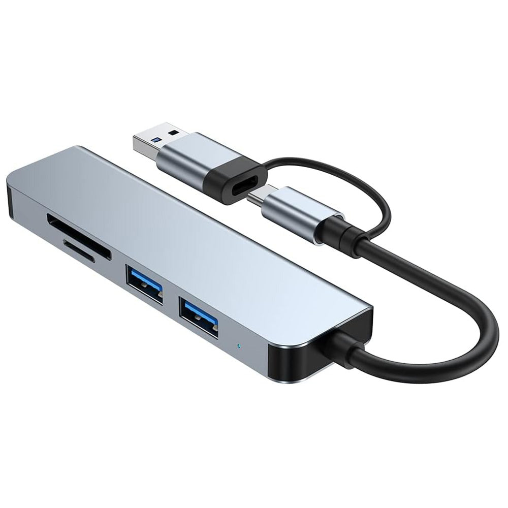 Hub USB / USB-C Techsuit H7 DataBridge, 5u1, Sivi