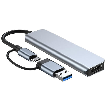 Hub USB / USB-C Techsuit H7 DataBridge, 5u1, Sivi