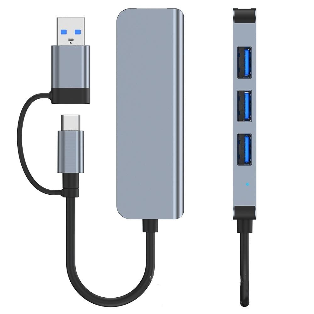 Hub USB / USB-C Techsuit H8 DataBridge, 4u1, Sivi