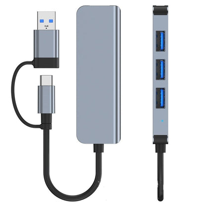 Hub USB / USB-C Techsuit H8 DataBridge, 4u1, Sivi