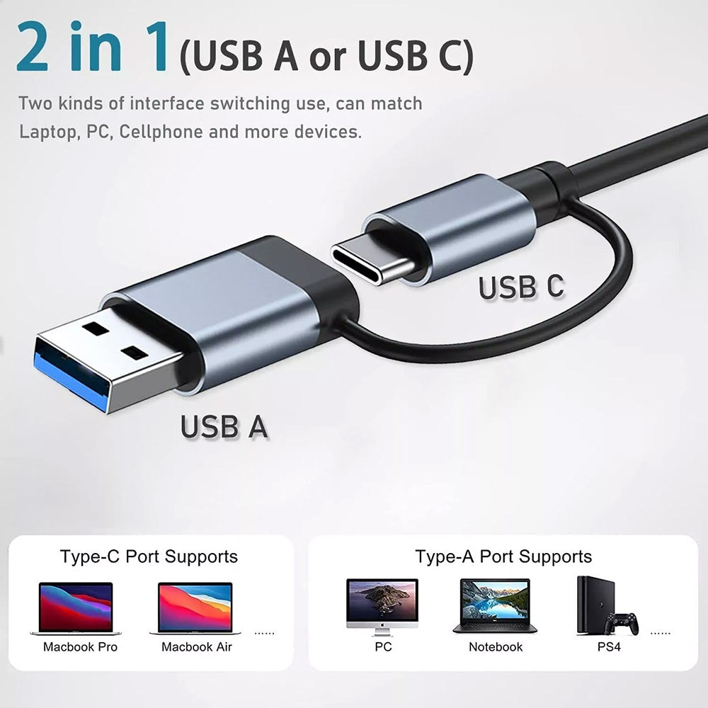 Hub USB / USB-C Techsuit H8 DataBridge, 4u1, Sivi