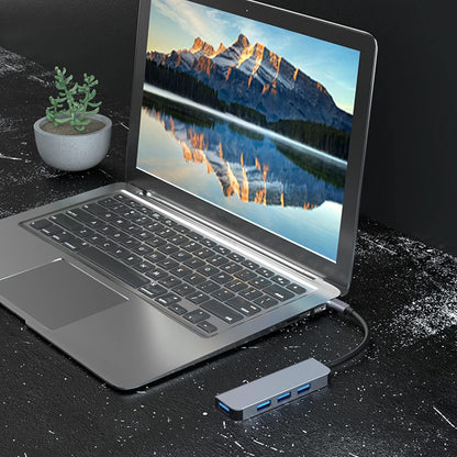 Hub USB / USB-C Techsuit H8 DataBridge, 4u1, Sivi