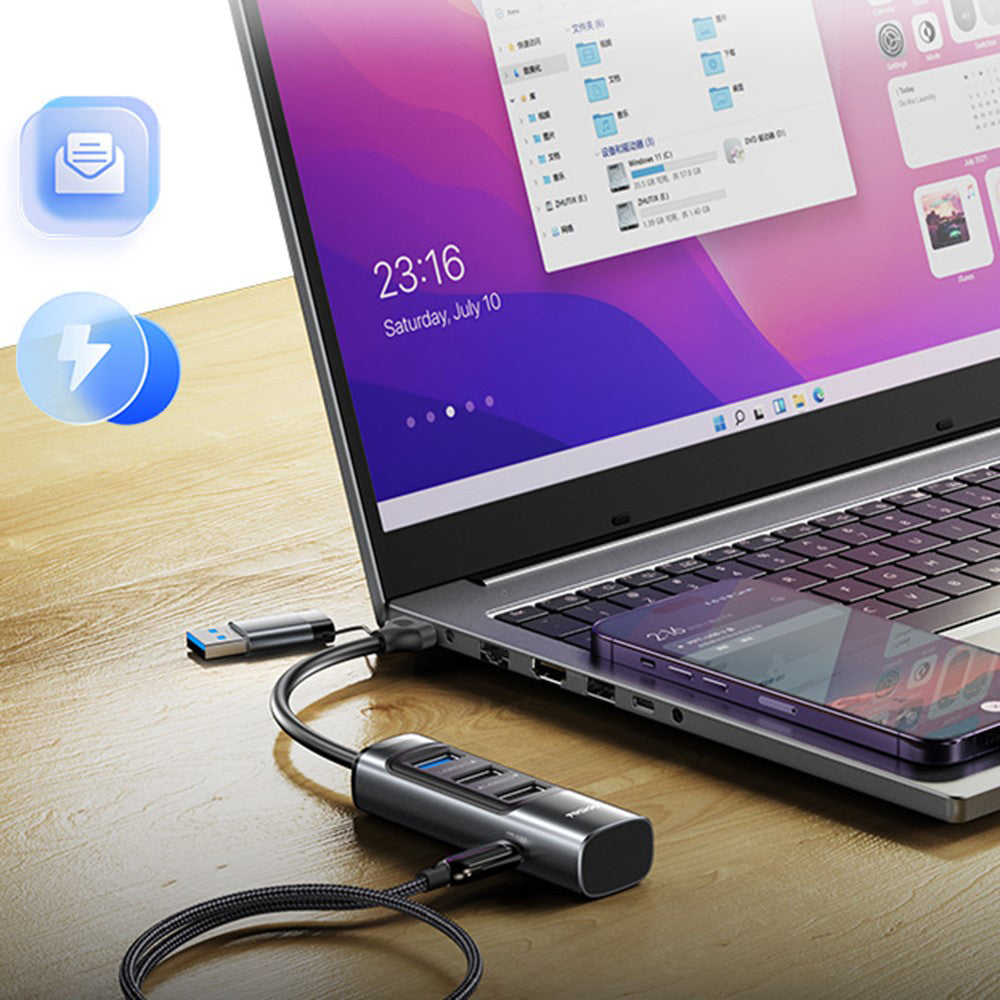 USB / USB-C hub Yesido HB19, 4u1, Sivi