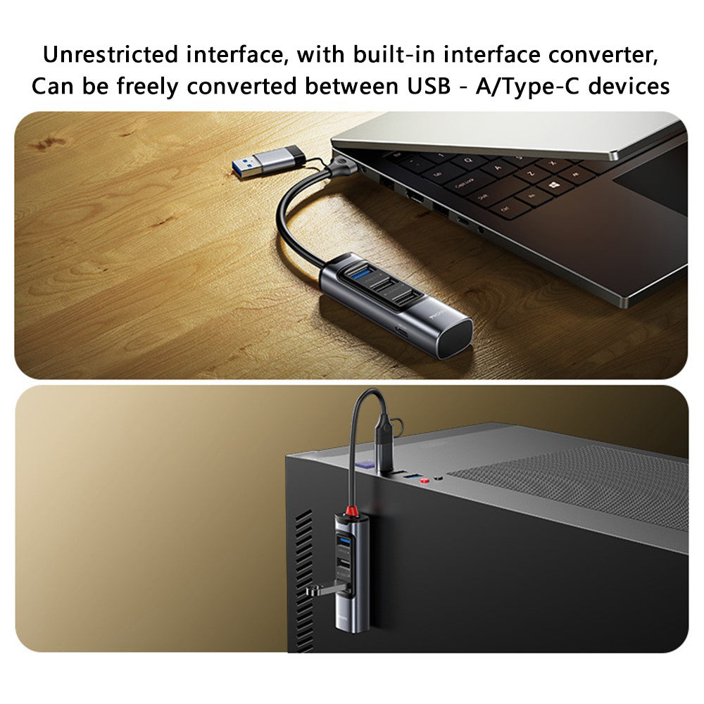 USB / USB-C hub Yesido HB19, 4u1, Sivi
