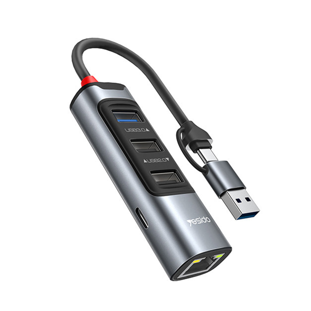 USB / USB-C hub Yesido HB21, 5u1, Sivi