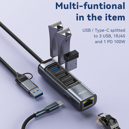 USB / USB-C hub Yesido HB21, 5u1, Sivi