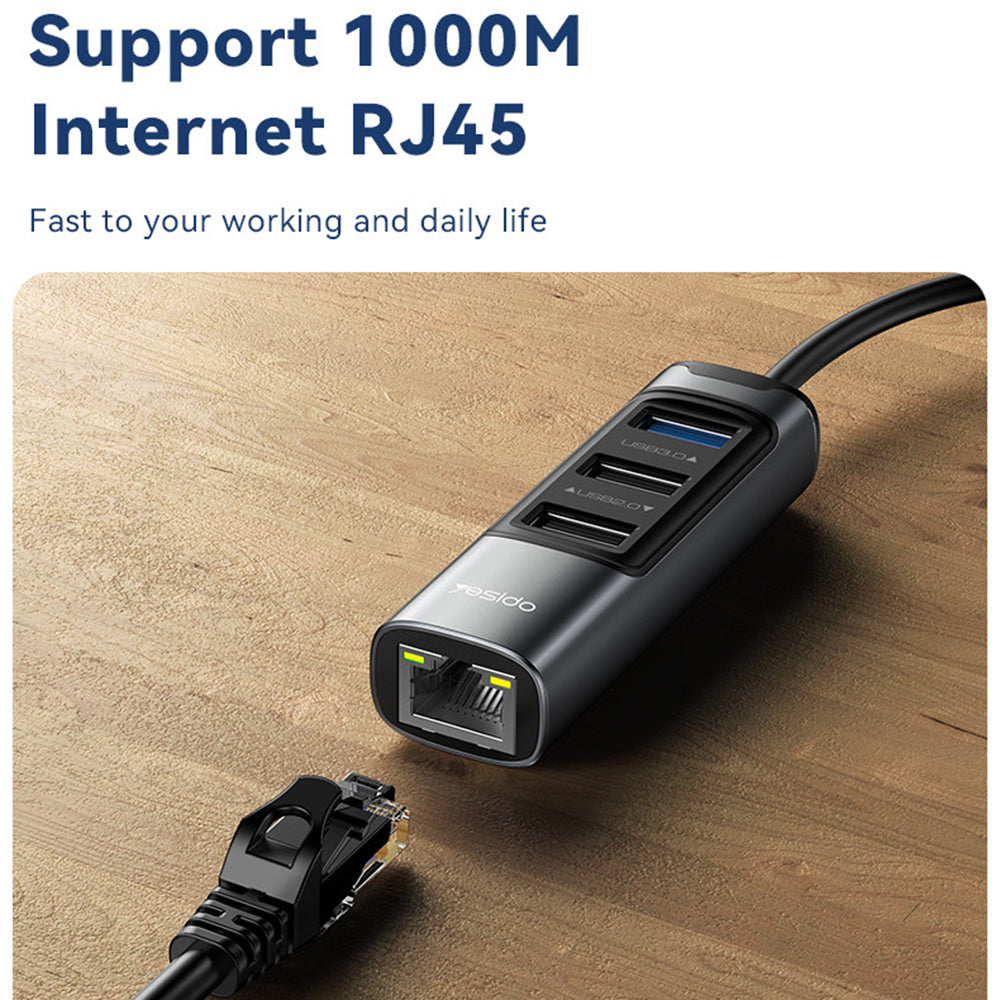 USB / USB-C hub Yesido HB21, 5u1, Sivi