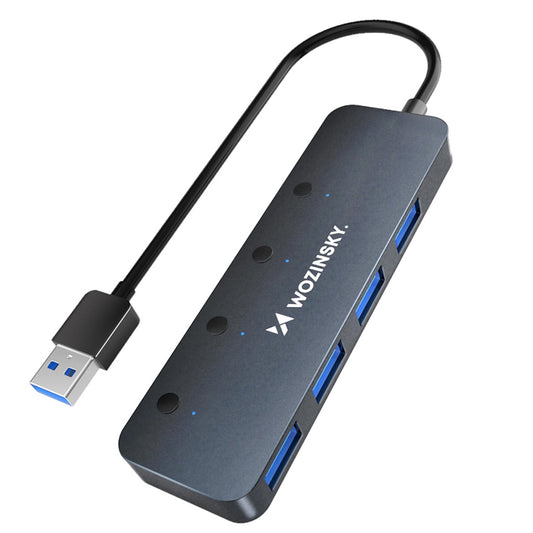 Hub USB WZK WHS080YSS, 4 x USB-A 3.0, Sivi