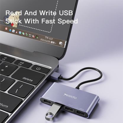 USB hub Yesido HB12, 4u1, Sivi