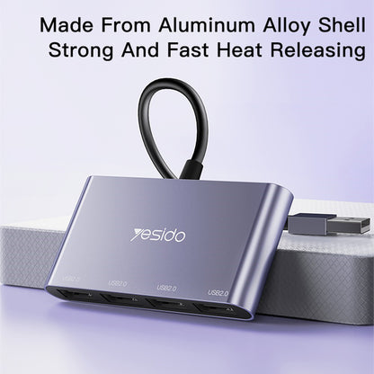 USB hub Yesido HB12, 4u1, Sivi