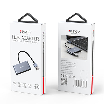 USB hub Yesido HB12, 4u1, Sivi