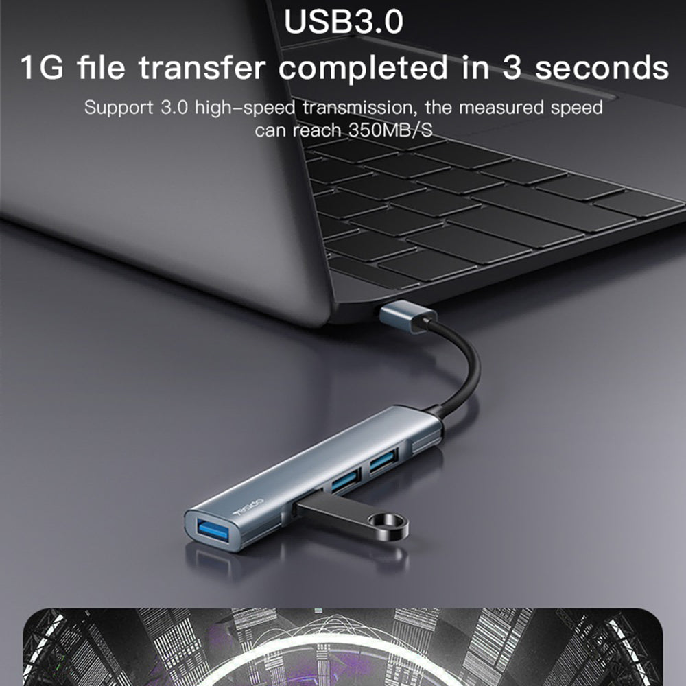 USB Hub Yesido HB18, 4u1, Sivi