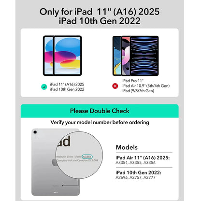 Futrola s tipkovnicom za Apple iPad (2025) / (2022), ESR, Rebound New, Crna