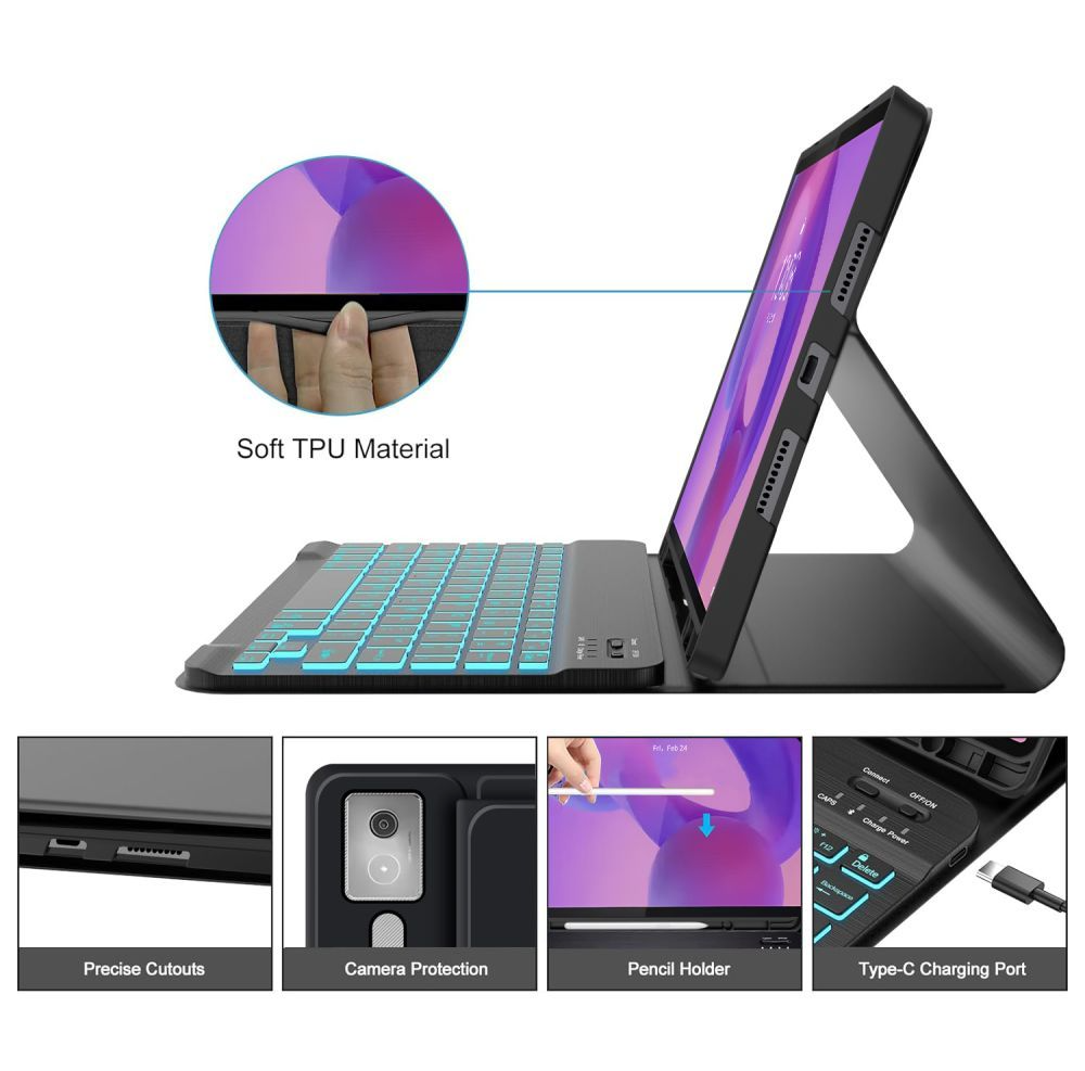 Futrola s tipkovnicom za Lenovo Idea Tab Pro, Tech-Protect, SC PEN, Crna