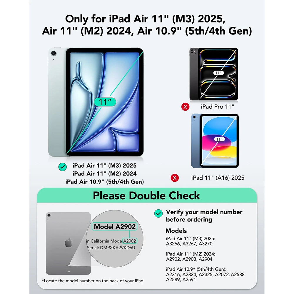 Futrola s tipkovnicom za Apple iPad Air 11 (2026) / iPad Air 11 (2025) / Air 11 (2024) / Air (2022) / Air (2020), ESR, Flex, Siva