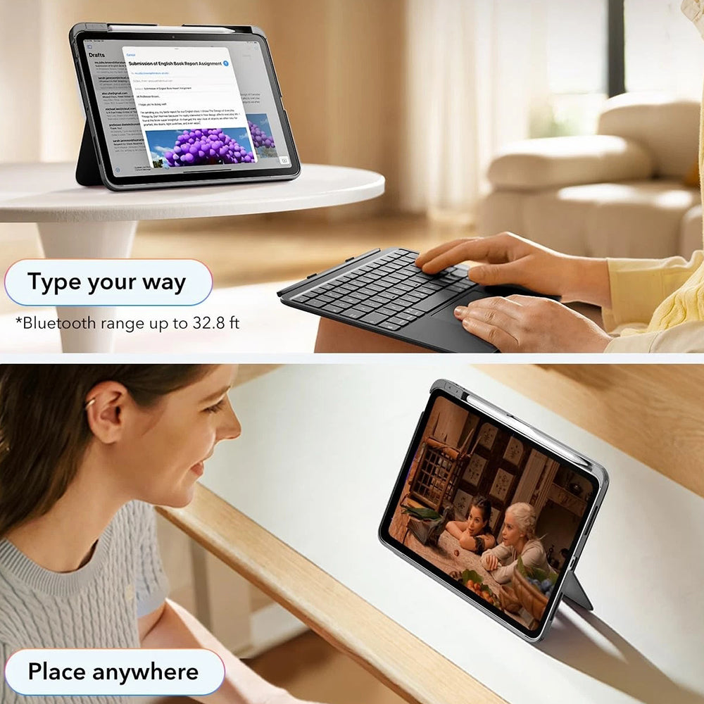 Futrola s tipkovnicom za Apple iPad Air 11 (2026) / iPad Air 11 (2025) / Air 11 (2024) / Air (2022) / Air (2020), ESR, Flex, Siva