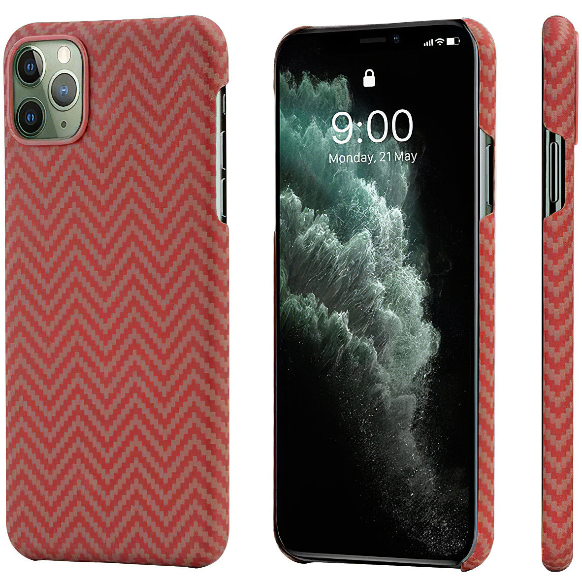 Futrola za Apple iPhone 11 Pro, Pitaka, MagEZ Car Herrignbone, Crvena KI1107