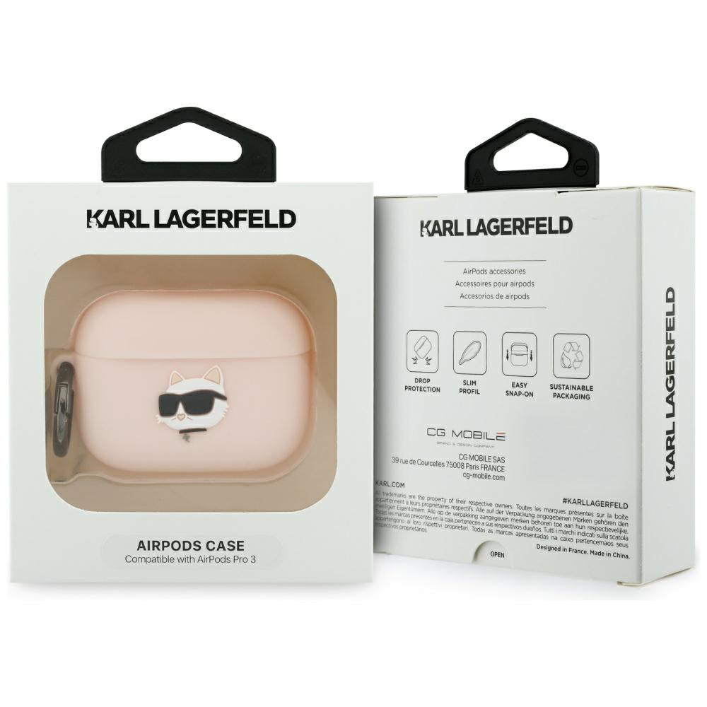 Futrola Karl Lagerfeld Silicone Choupette's Head 3D za Apple AirPods Pro 3, Roza