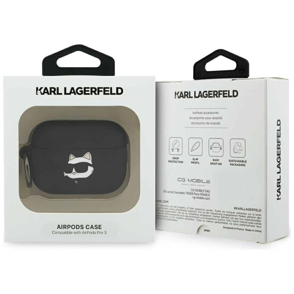 Futrola Karl Lagerfeld Silicone Choupette's Head 3D za Apple AirPods Pro 3, Crna