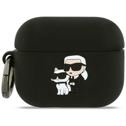 Futrola Karl Lagerfeld Silicone Karl & Choupette 3D za Apple AirPods Pro 3, Crna