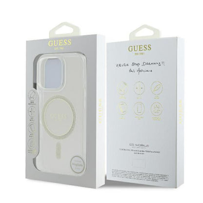 MagSafe futrola za Apple iPhone 16 Pro, Guess, IML Glitter Ring, Prozirna GUHMP16LHFGERET