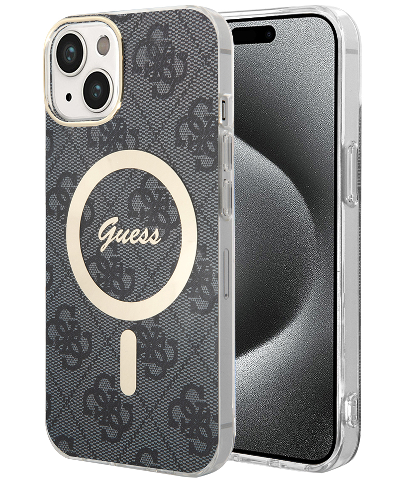 MagSafe futrola za Apple iPhone 15, Guess, 4G IML, Crna GUHMP15SH4STK
