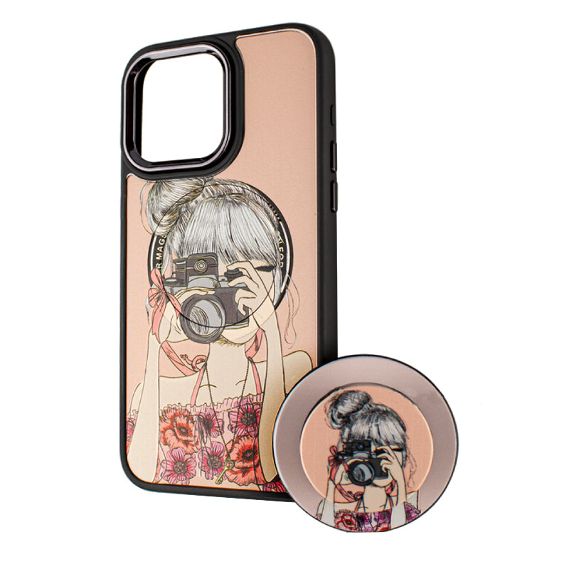 MagSafe futrola za Apple iPhone 13 Pro, BOTER, MagPopsocket Photo Girl, Višebojna