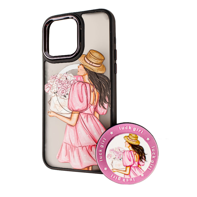 MagSafe futrola za Apple iPhone 14 Pro Max, BOTER, MagPopsocket Luck Girl, Višebojna