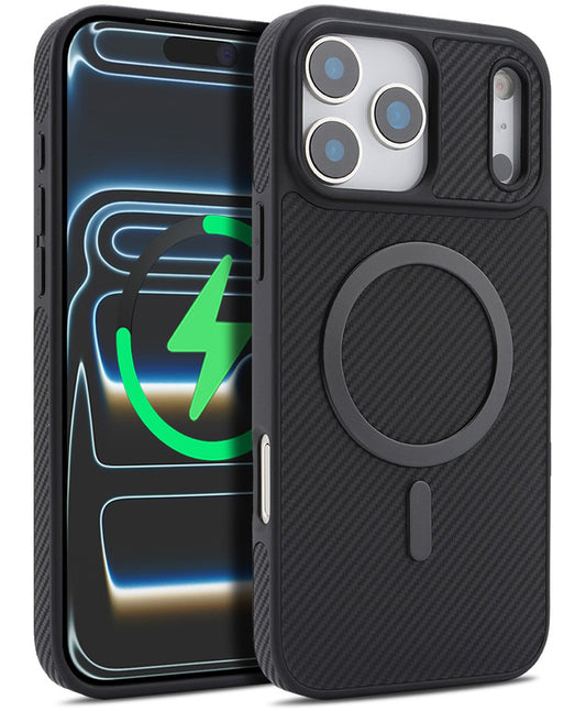 MagSafe futrola za Apple iPhone 17 Pro, OEM, Carbon Metal Ring, Crna