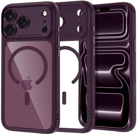 MagSafe futrola za Apple iPhone 18 Pro Max / 17 Pro Max, Tech-Protect, MagPeak CC, Prozirna Bordo