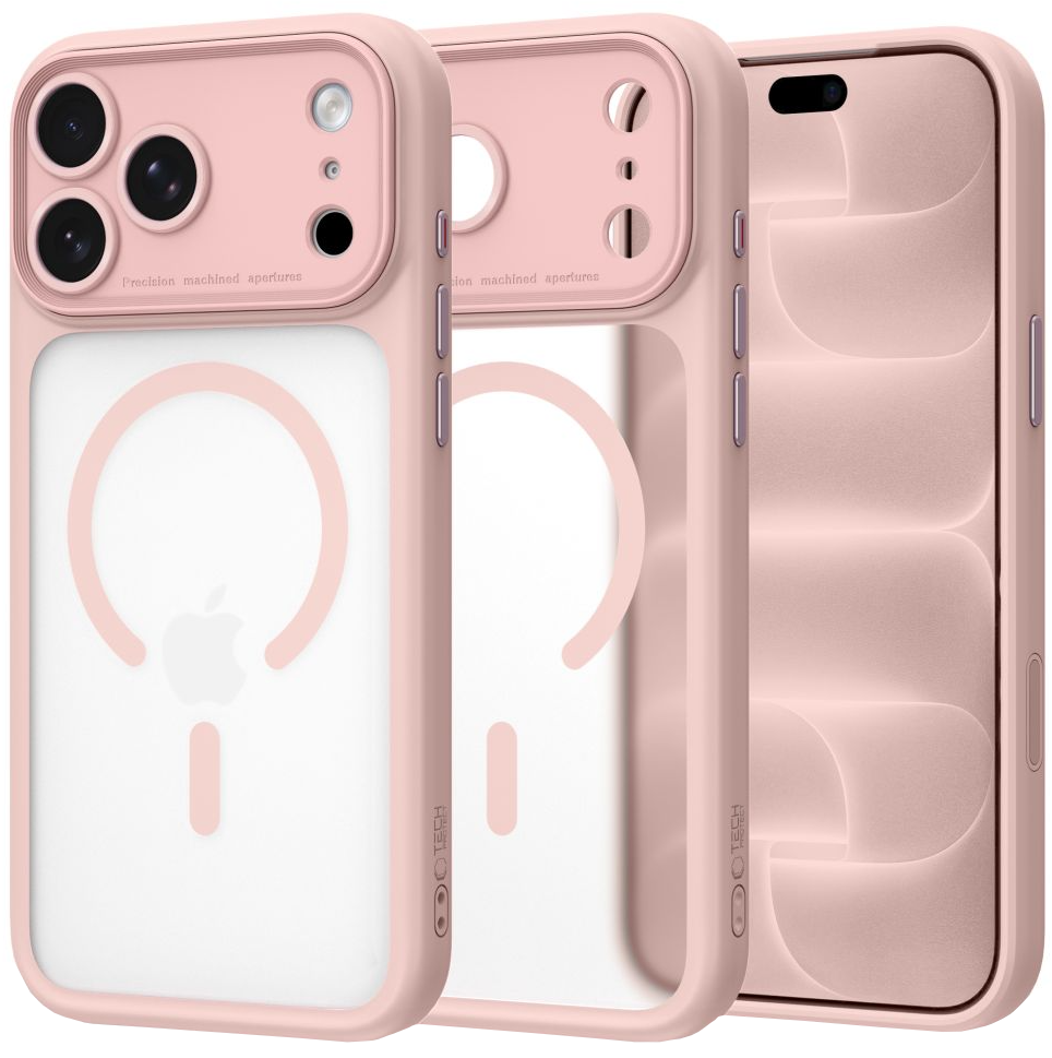 MagSafe maska za Apple iPhone 18 Pro / 17 Pro, Tech-Protect, MagPeak CC, mat ružičasta