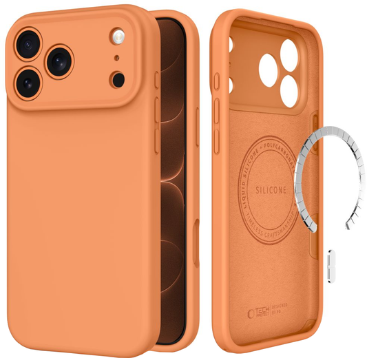MagSafe maska za Apple iPhone 18 Pro Max / 17 Pro Max, Tech-Protect, silikonska, narančasta