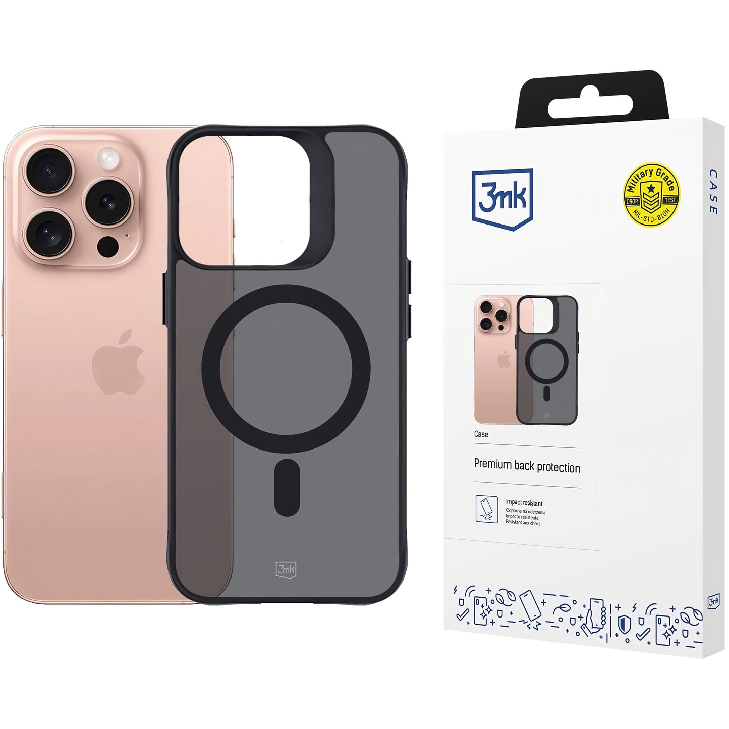 Futrola MagSafe za Apple iPhone 16 Pro, 3MK, Smoke MagCase, Crna