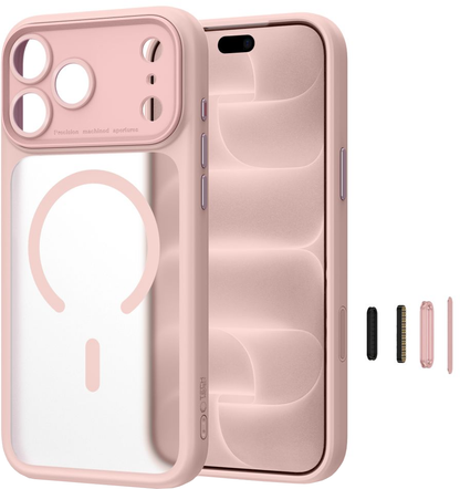 MagSafe maska za Apple iPhone 18 Pro / 17 Pro, Tech-Protect, MagPeak CC, mat ružičasta