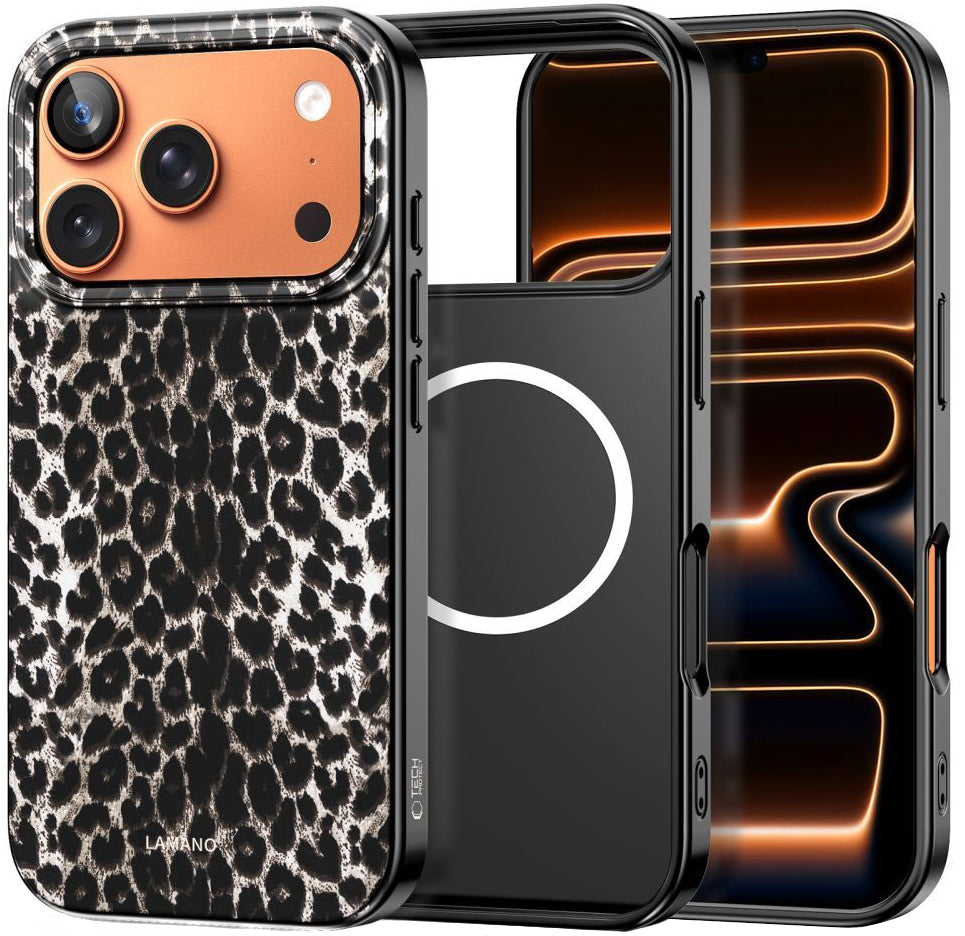 MagSafe futrola za Apple iPhone 17 Pro, Tech-Protect, Lamano Leopard, Crna