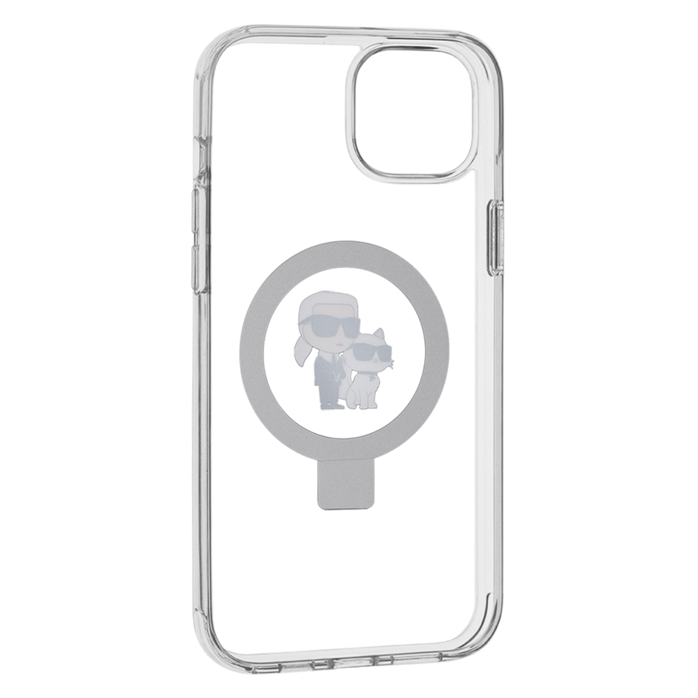 MagSafe futrola za Apple iPhone 15 Plus, Karl Lagerfeld, Ringstand Karl i Choupette, Bijela, Obnovljena