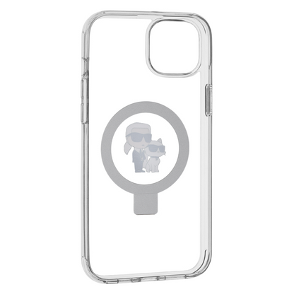 MagSafe futrola za Apple iPhone 15 Plus, Karl Lagerfeld, Ringstand Karl i Choupette, Bijela, Obnovljena