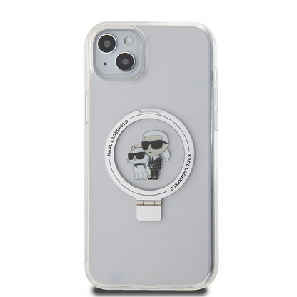 MagSafe futrola za Apple iPhone 15 Plus, Karl Lagerfeld, Ringstand Karl i Choupette, Bijela, Obnovljena