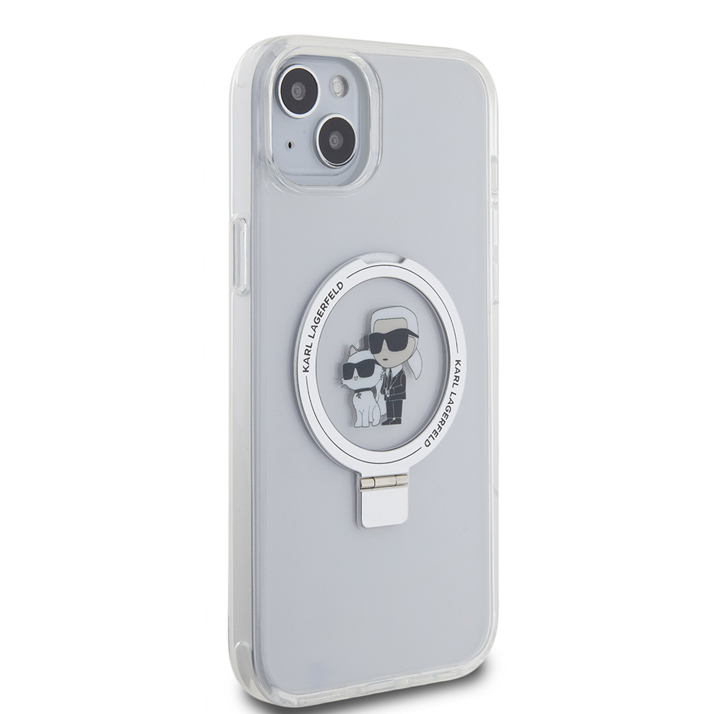 MagSafe futrola za Apple iPhone 15 Plus, Karl Lagerfeld, Ringstand Karl i Choupette, Bijela, Obnovljena